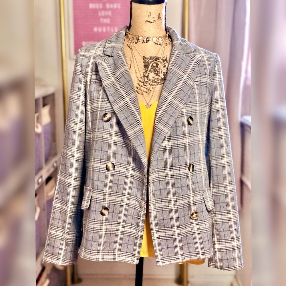 Plaid Jacket Gray Jacket Blazer - image 7